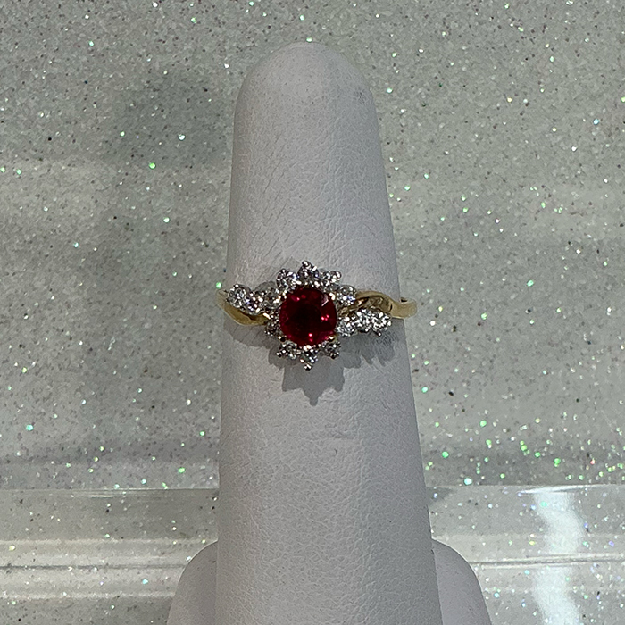 fancy ring ruby with diamonds